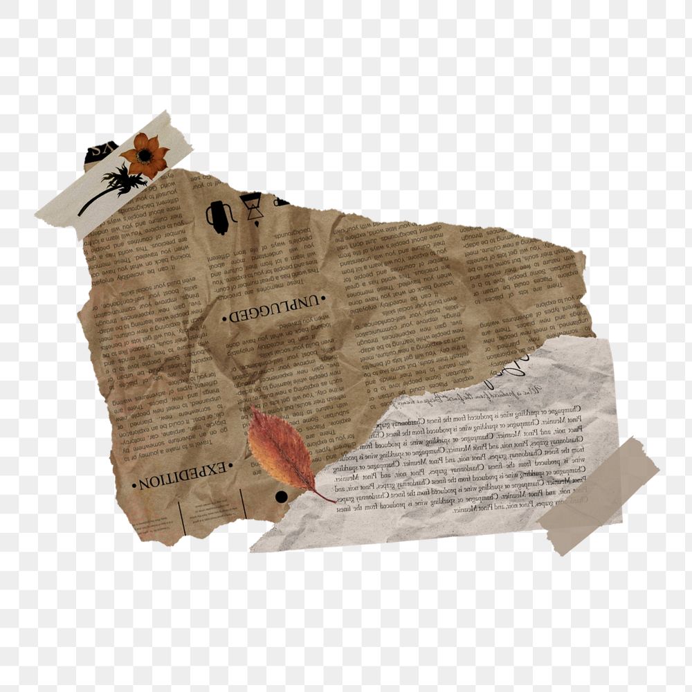 Aesthetic torn book paper png, editable collage