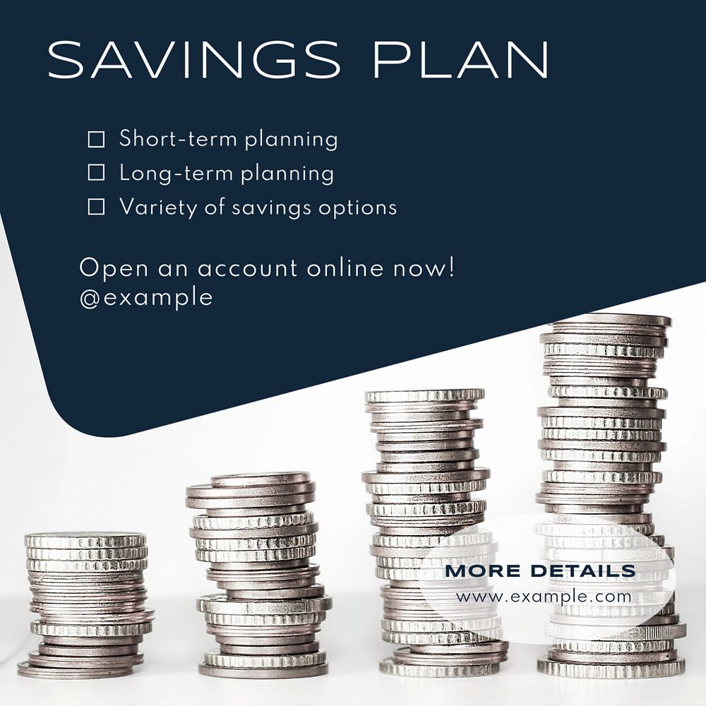 Savings plans Instagram post template, editable design