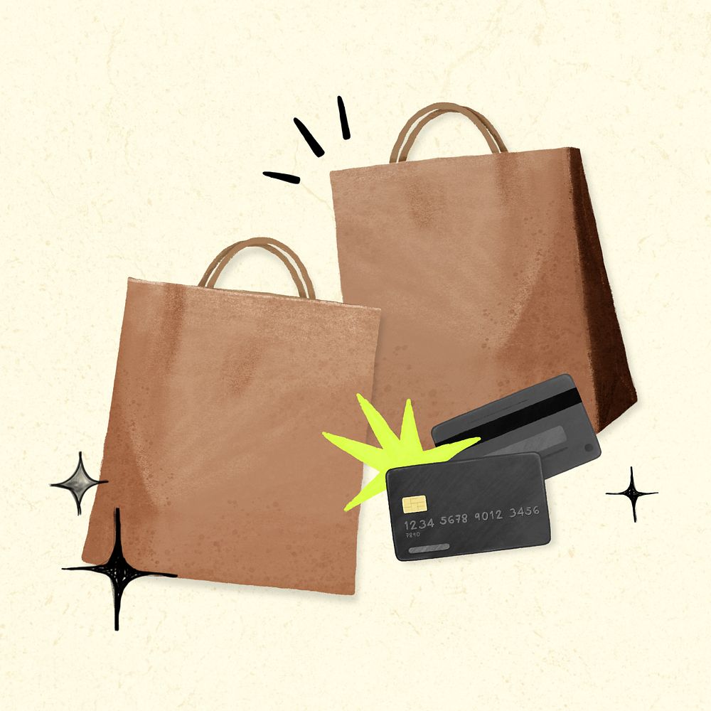 Shopping bags, credit card remix, editable design