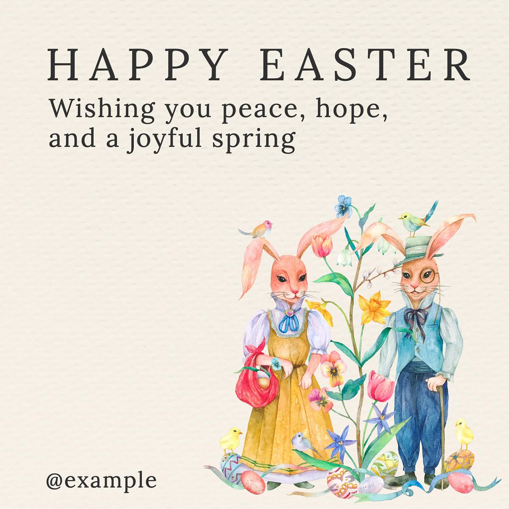 Happy Easter Instagram post template, editable text