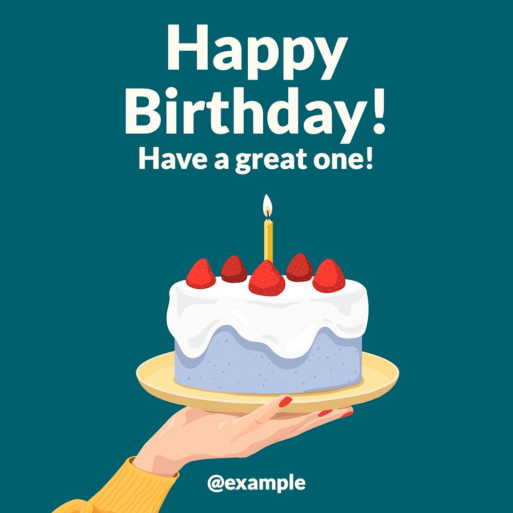 Happy birthday Instagram post template, editable text