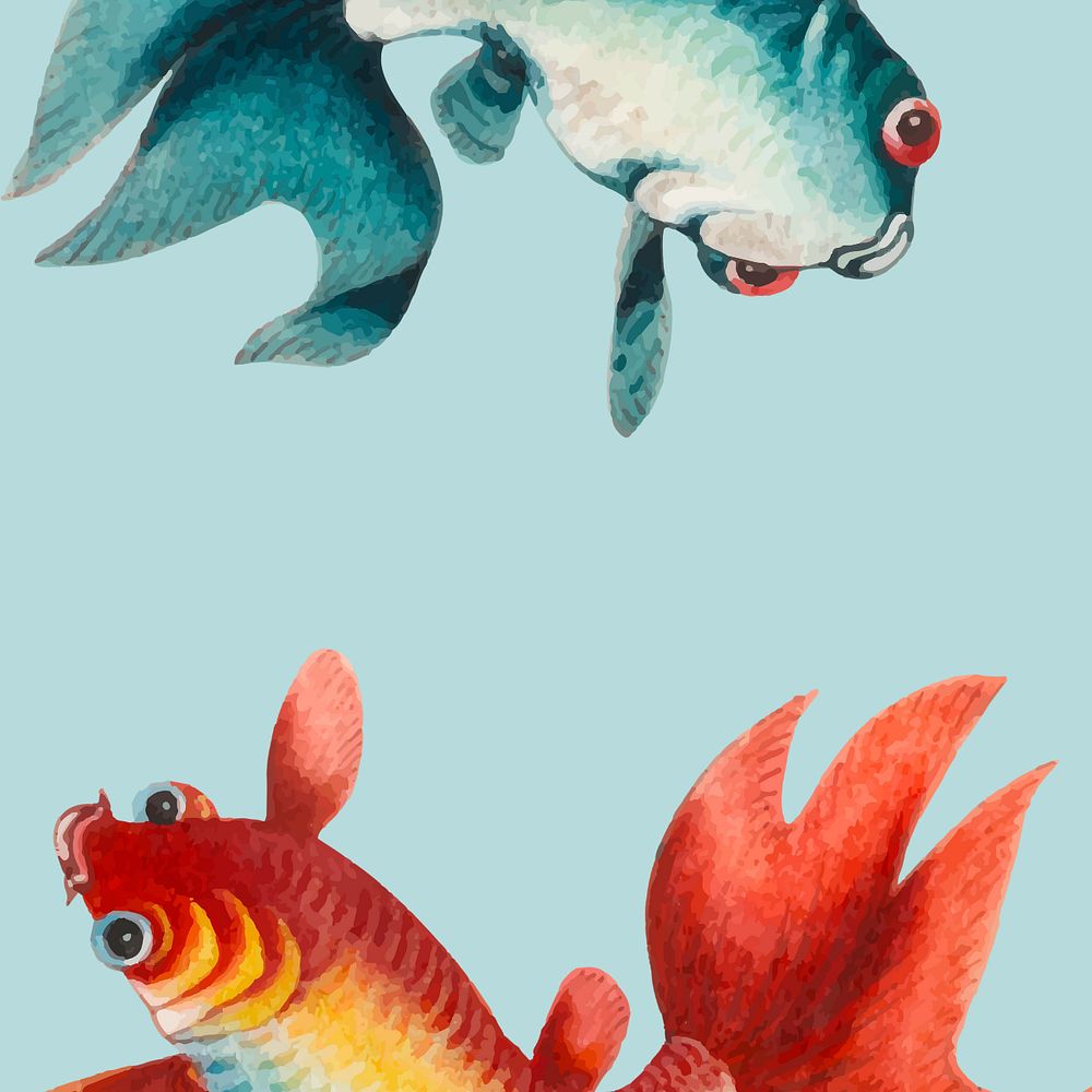 Chinese vintage fish illustration, editable design