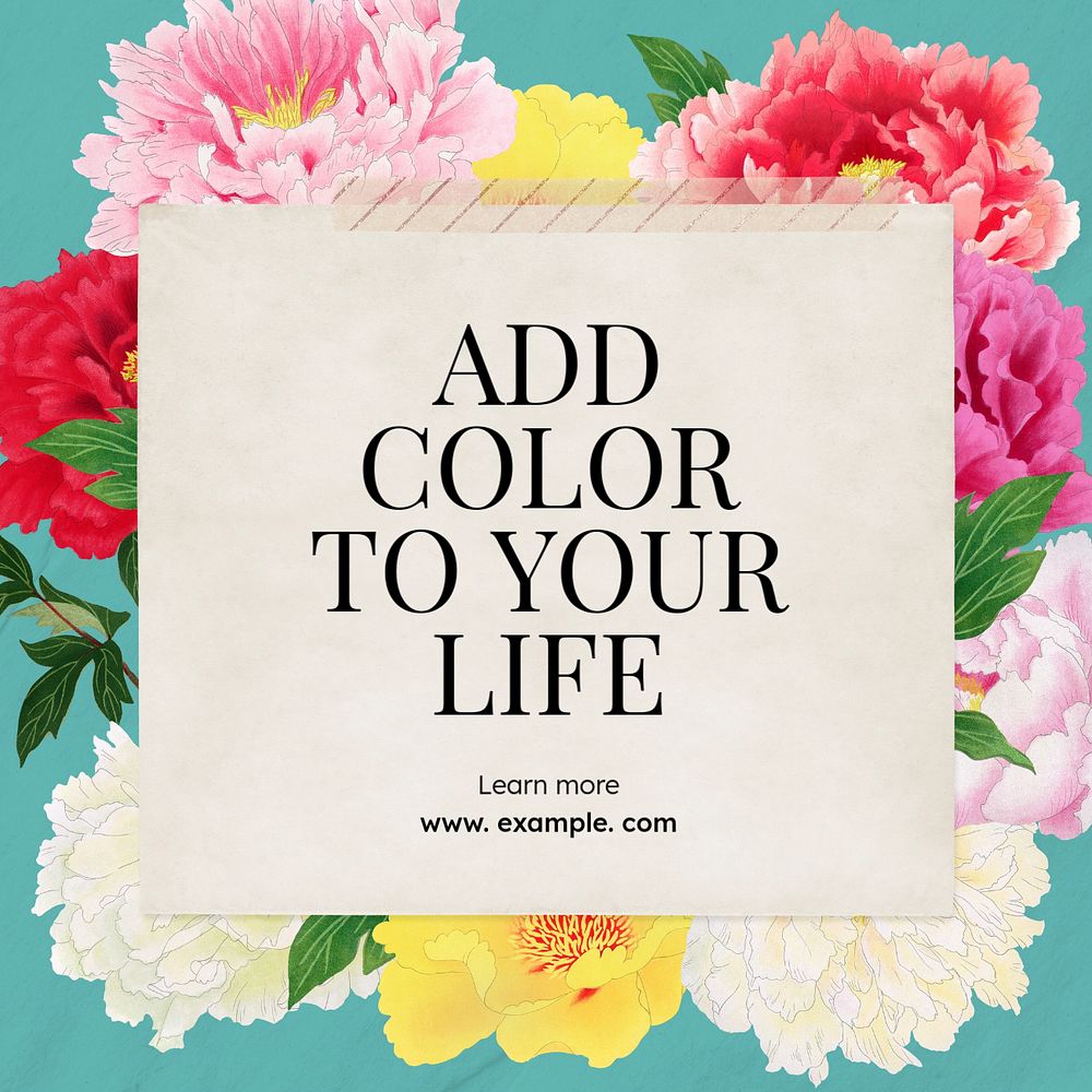 Colorful life quote Instagram post template, editable text