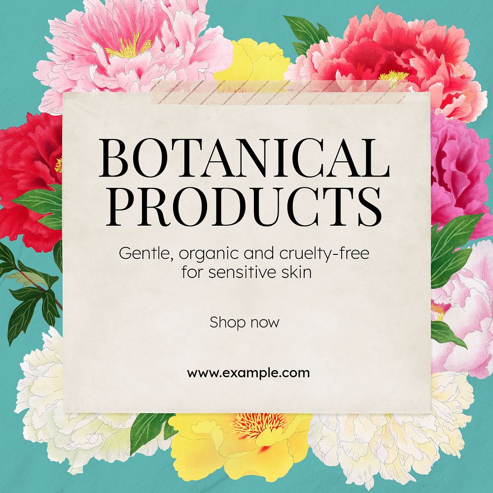 Botanical products Instagram post template, editable text