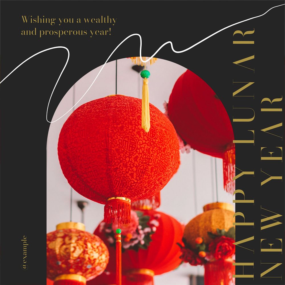 Lunar New Year Instagram post template, editable text