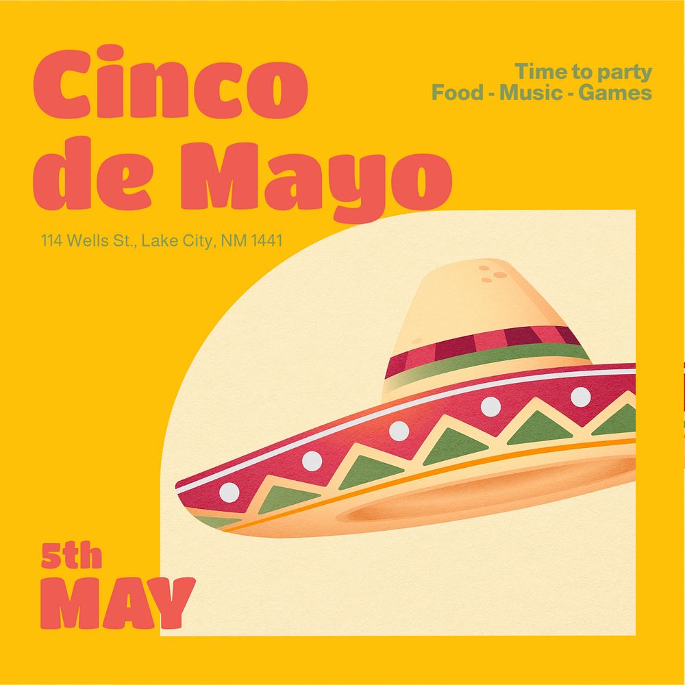 Cinco de mayo Instagram post template, editable text