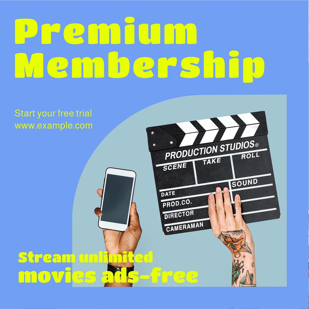 Premium membership Instagram post template, editable text