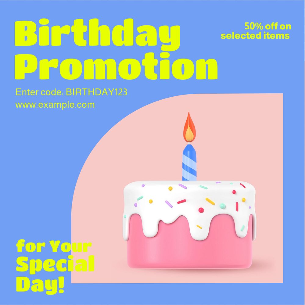 Birthday promotion Instagram post template, editable text