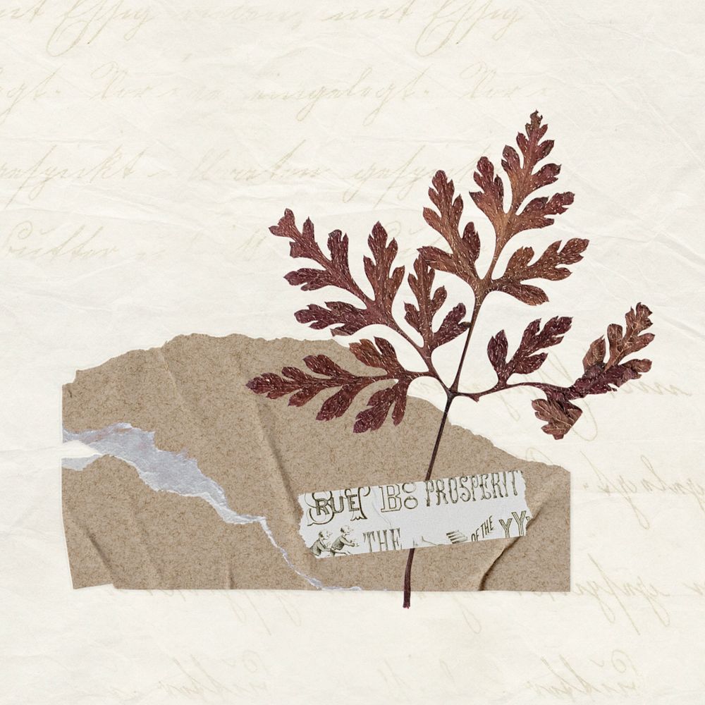 Aesthetic vintage leaf paper craft, editable design