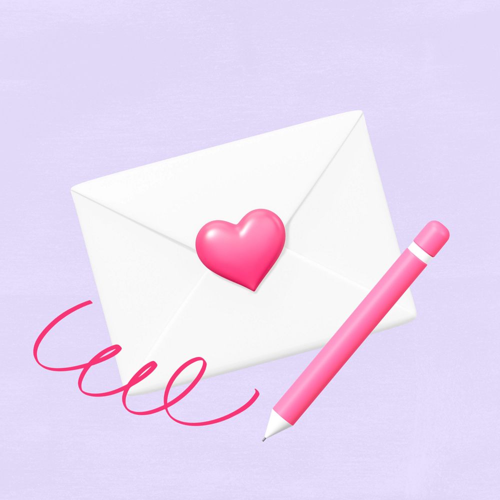 Valentine's love letter, cute 3D remix, editable design