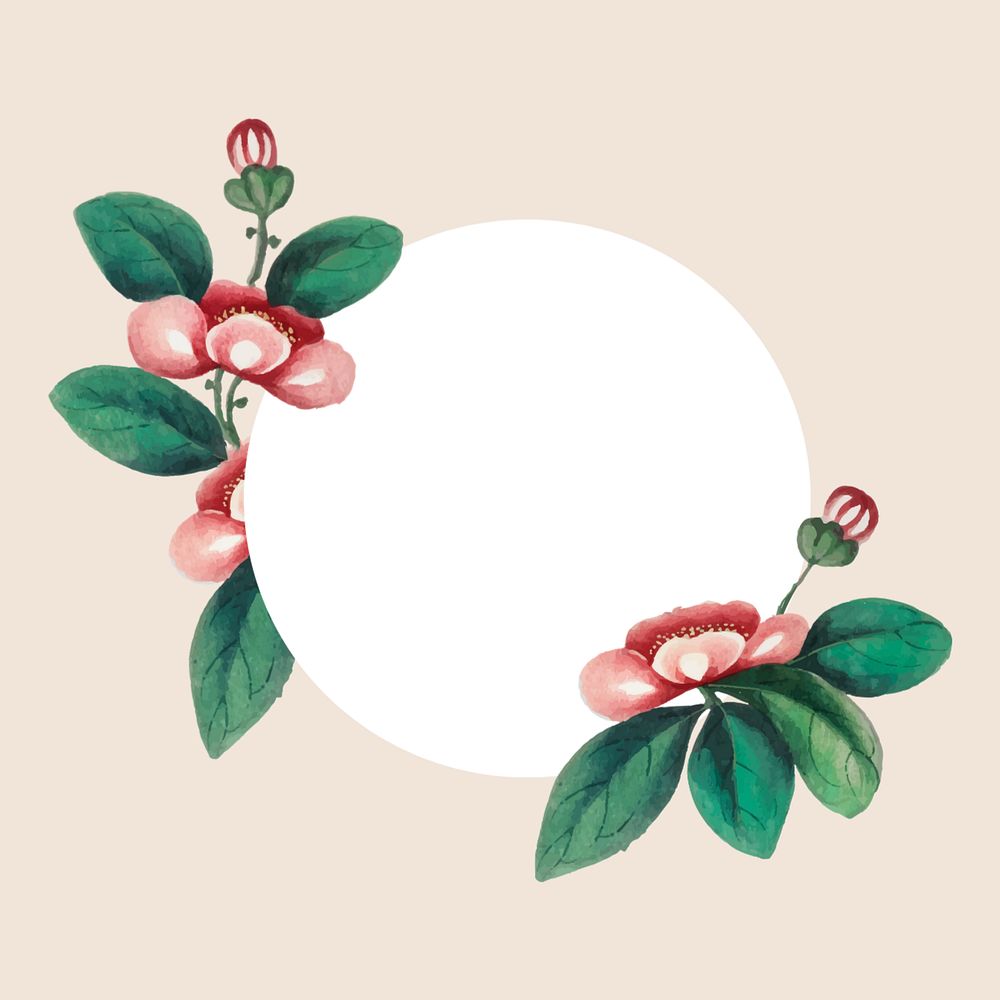 Vintage flower with round shape, editable design