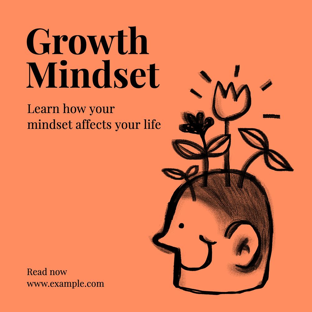 Growth mindset Instagram post template, editable text