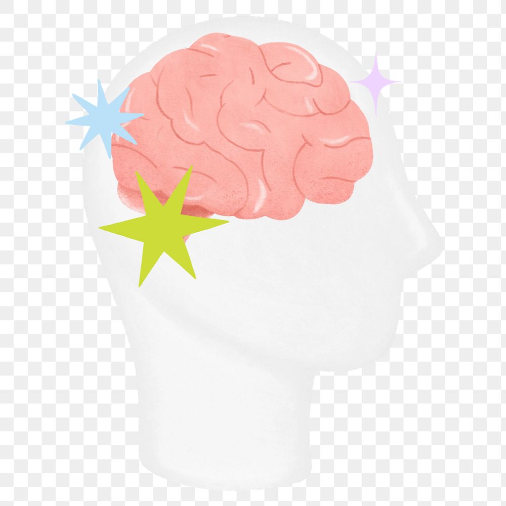 Human brain head png, business graphic, editable design