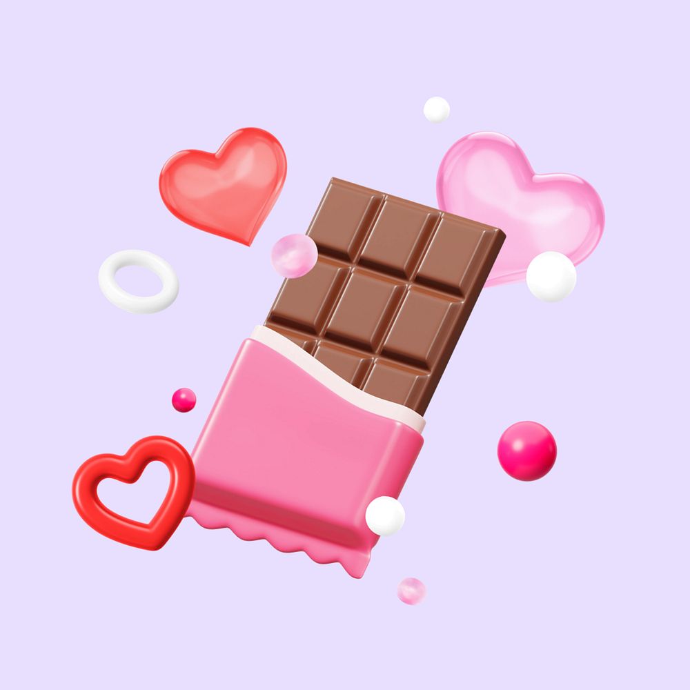 Valentine's chocolate bar, 3D love remix, editable design