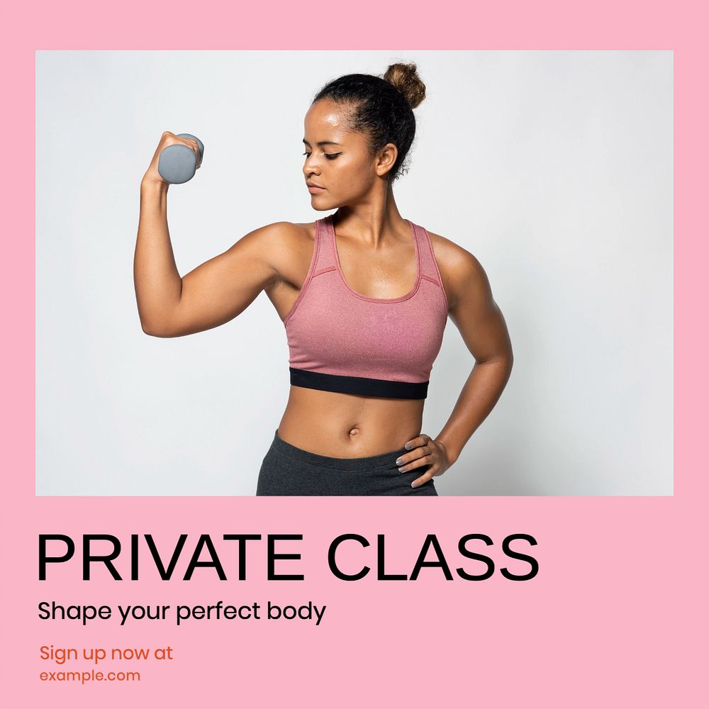 Private class, fitness Instagram post template, editable text