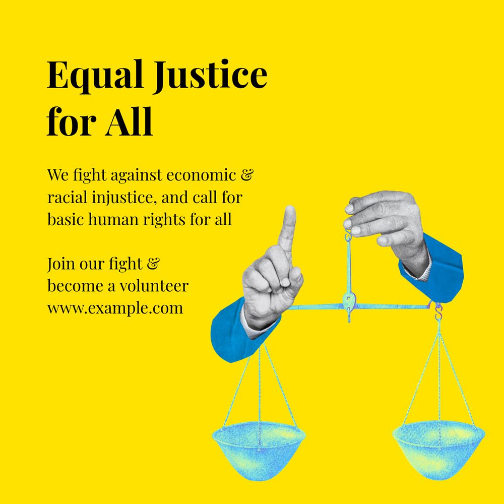 Equal justice Instagram post template, editable design