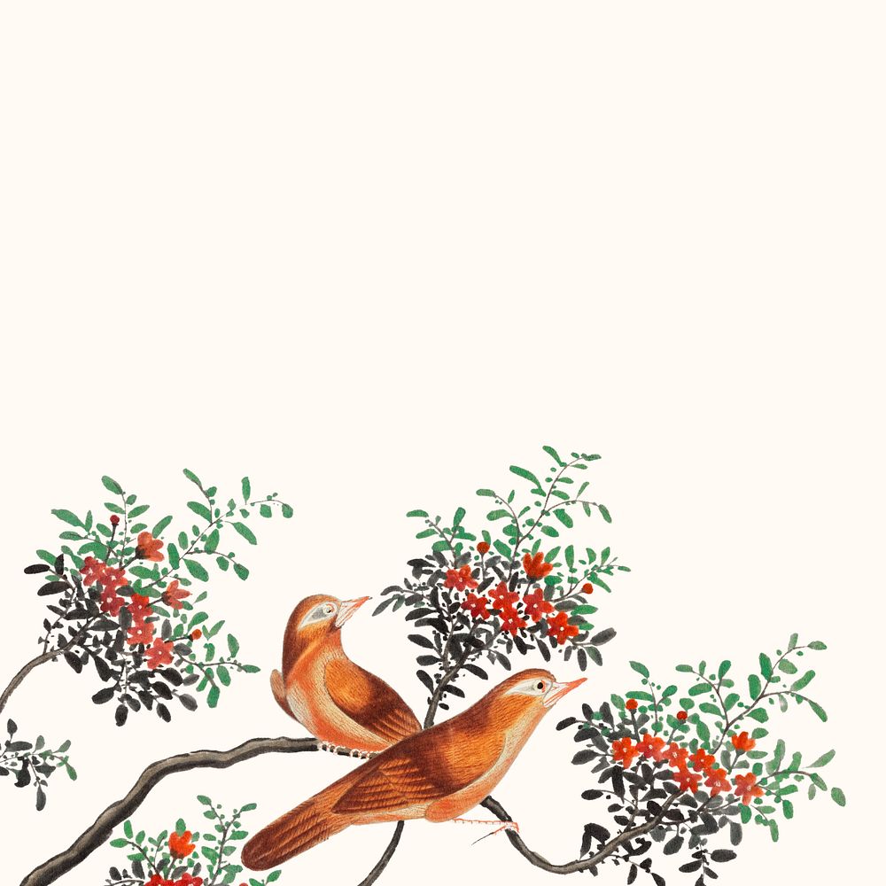 Chinese bird vintage illustration, editable design