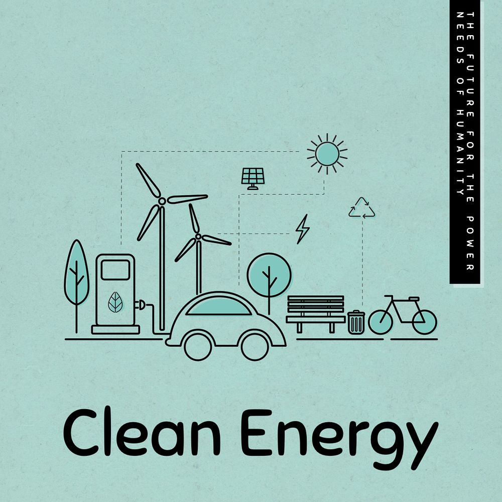 Clean energy Instagram post template, editable text