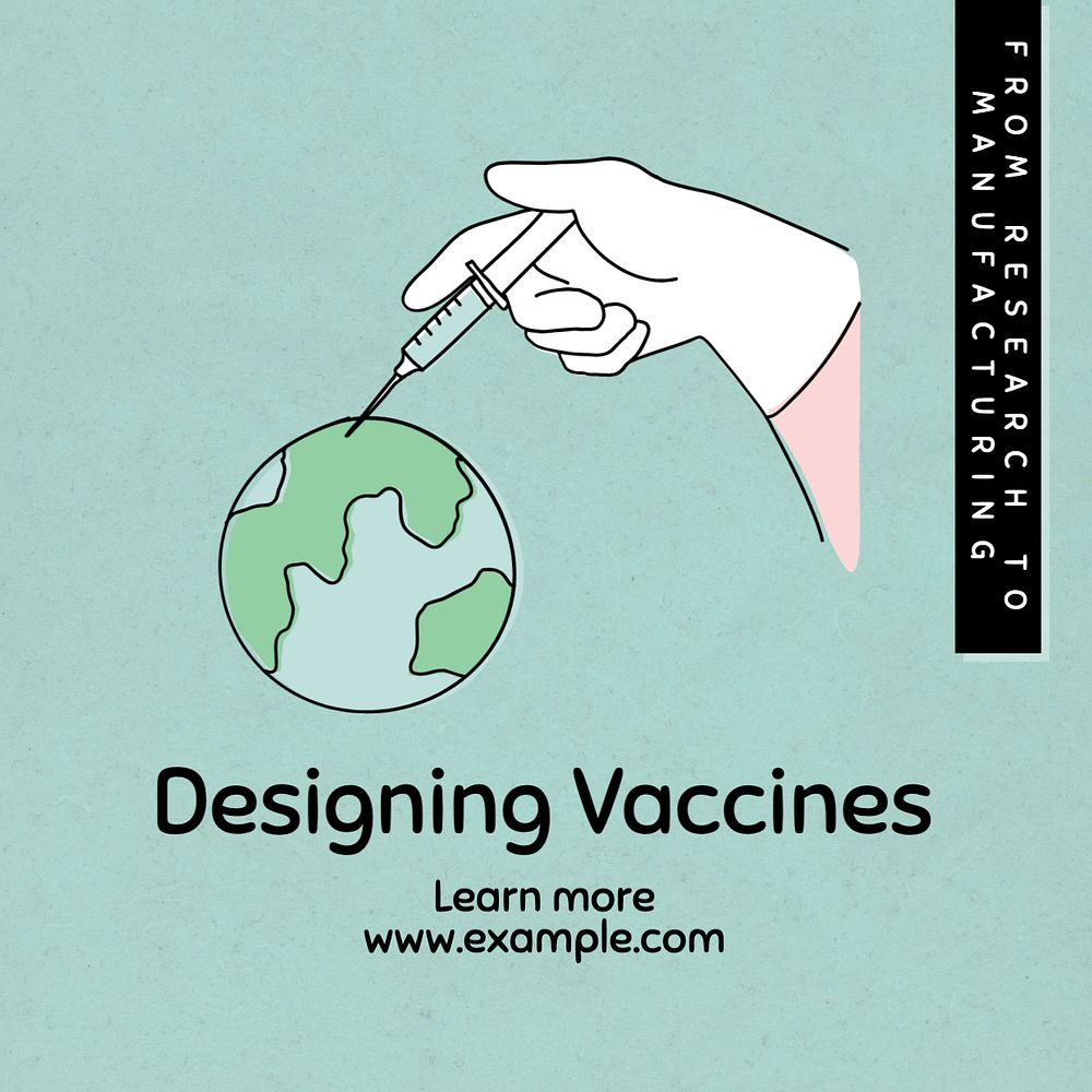 Designing vaccines Instagram post template, editable text