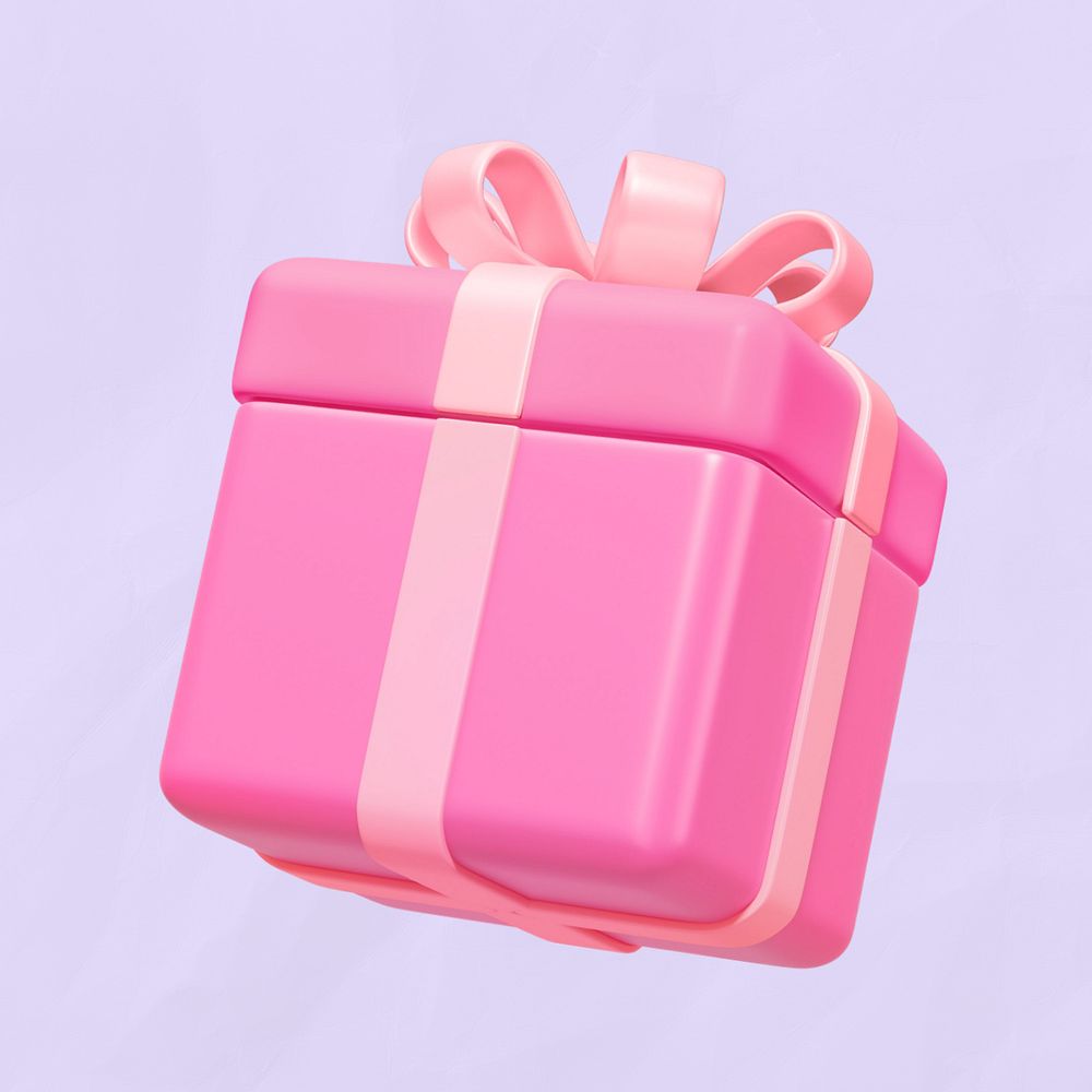 Pink birthday gift box, 3D illustration, editable design