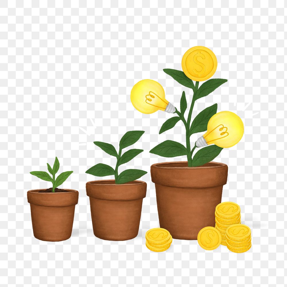 Creative ideas png money plant, finance remix, editable design