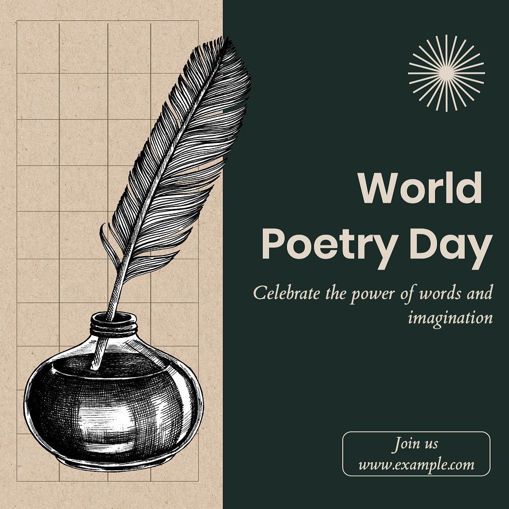 World poetry day Instagram post template, editable text