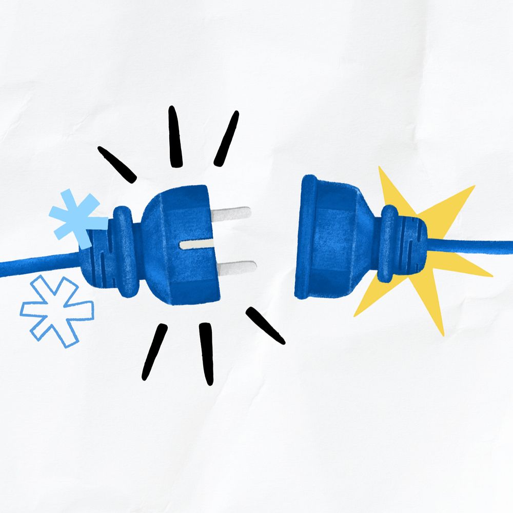 Blue electrical plugs illustration, editable design