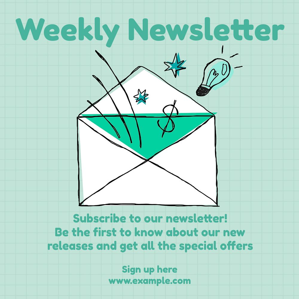 Weekly newsletter Instagram post template, editable text