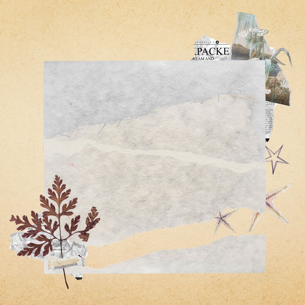 Aesthetic torn paper craft collage, editable design