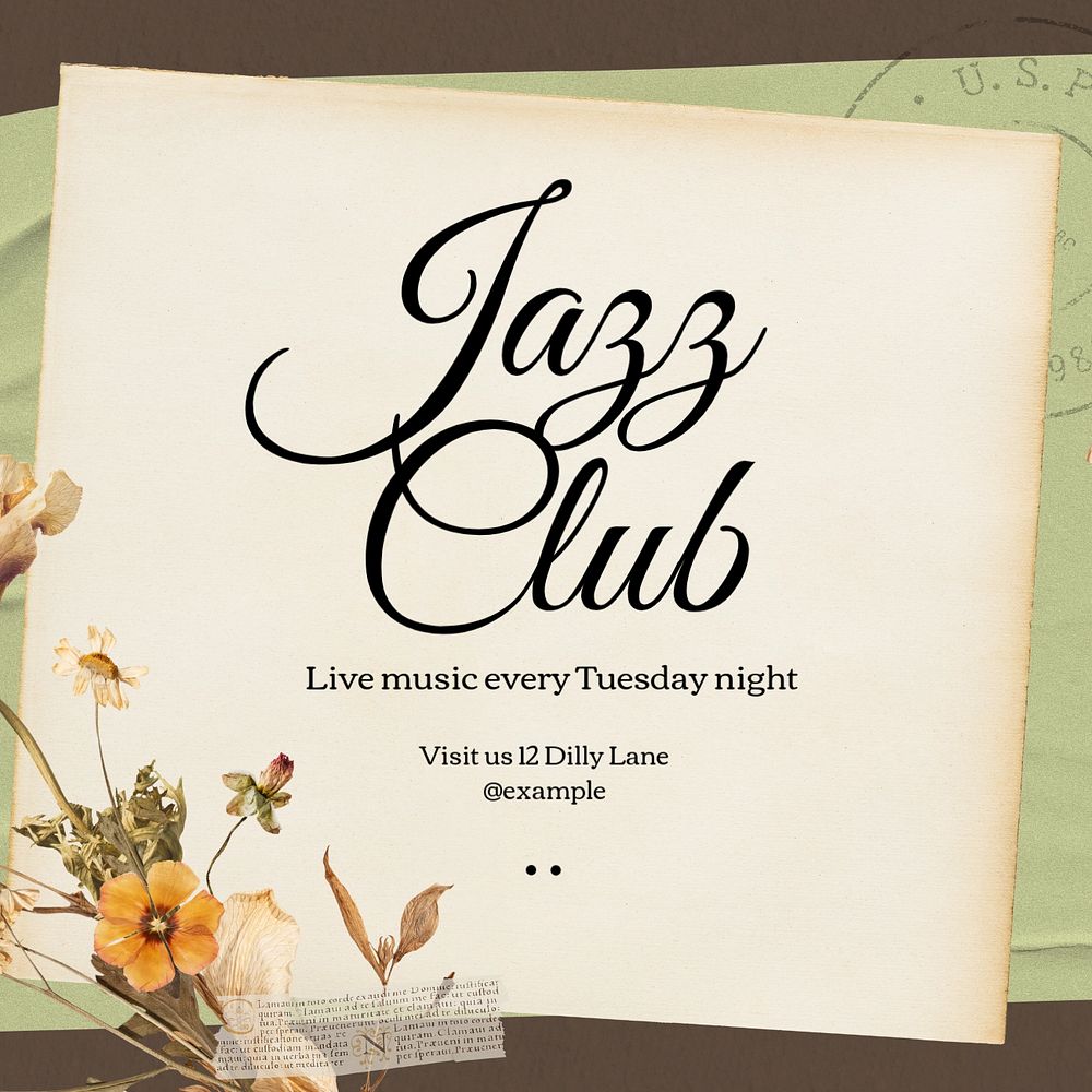 Jazz club Instagram post template, editable text