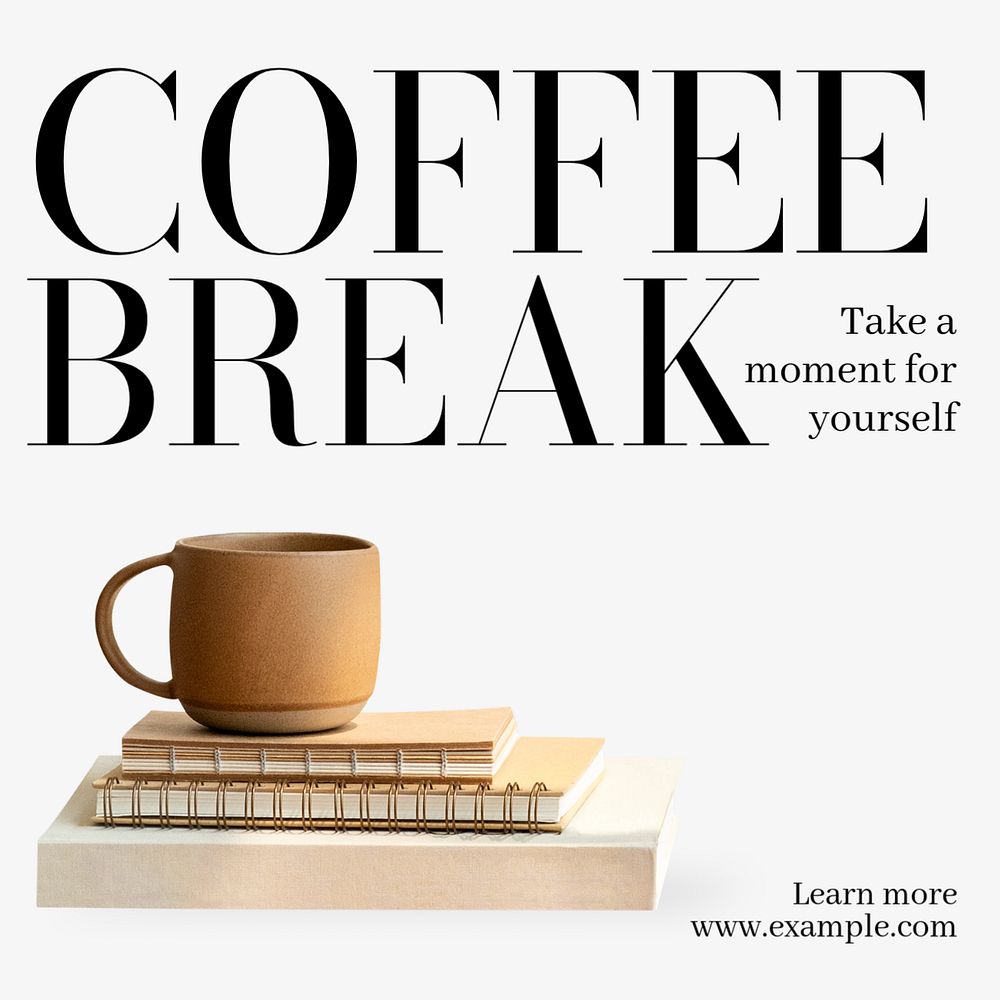 Coffee break Instagram post template, editable text