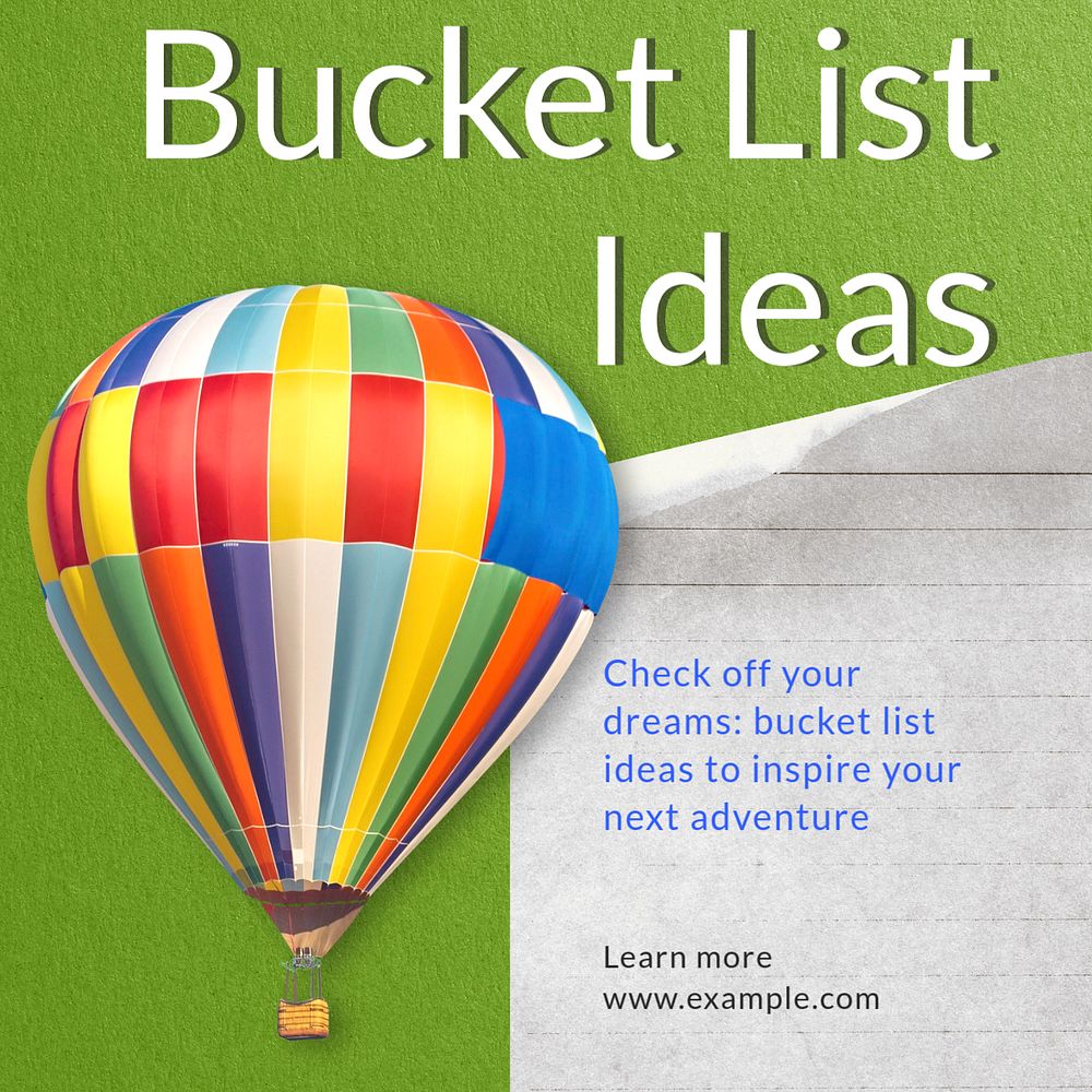 Bucket list ideas Instagram post template, editable text