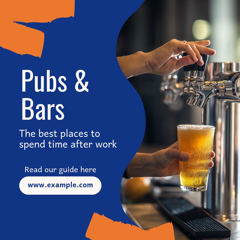 Pubs & bars Instagram post template, editable text