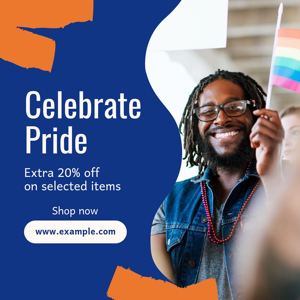 Celebrate pride Instagram post template, editable text