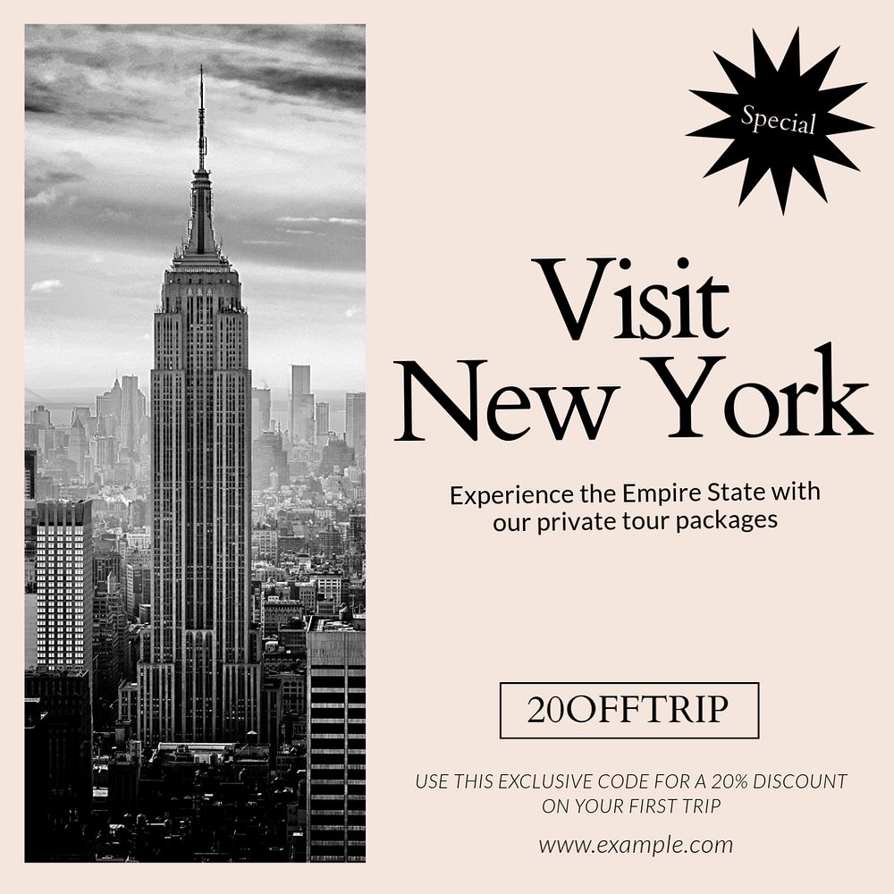 New york Instagram post template, editable text