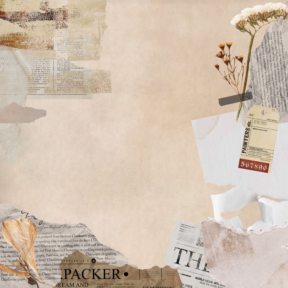 Autumn aesthetic background, paper collage border