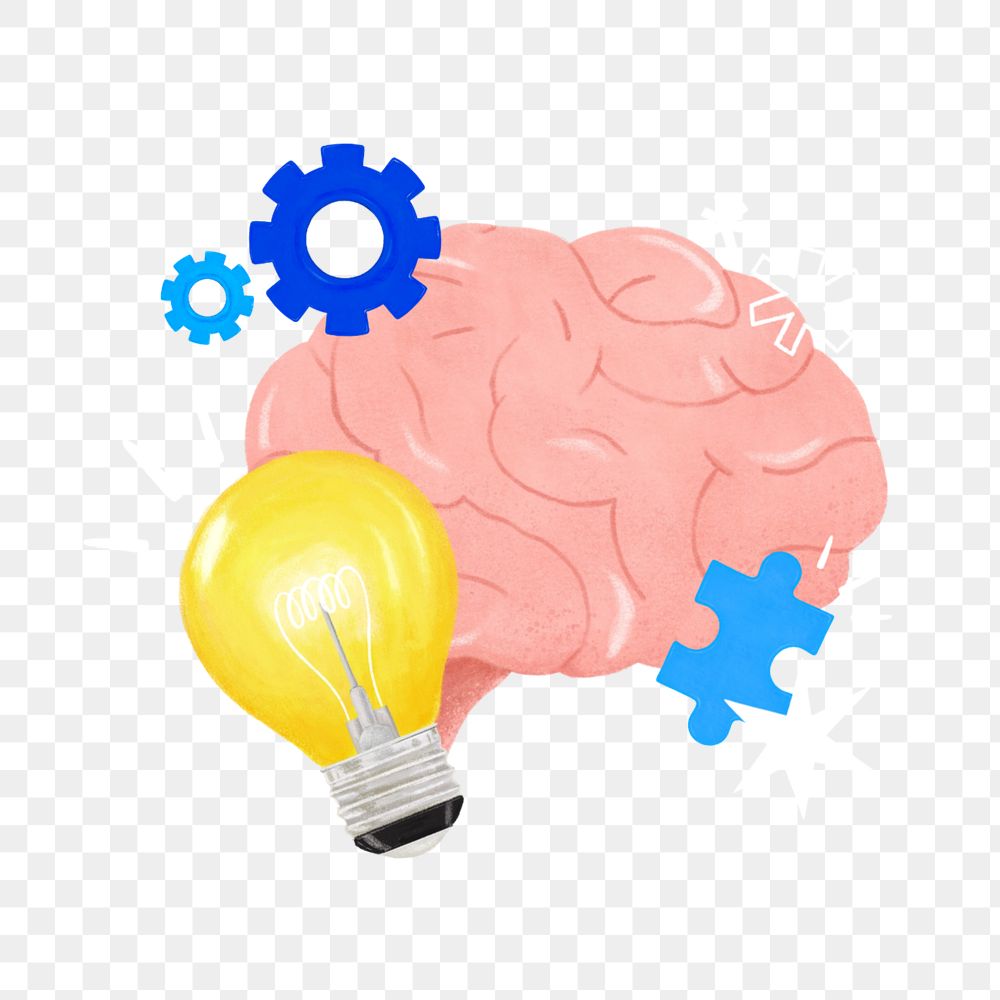 Creative ideas brain png, light bulb, business remix, editable design