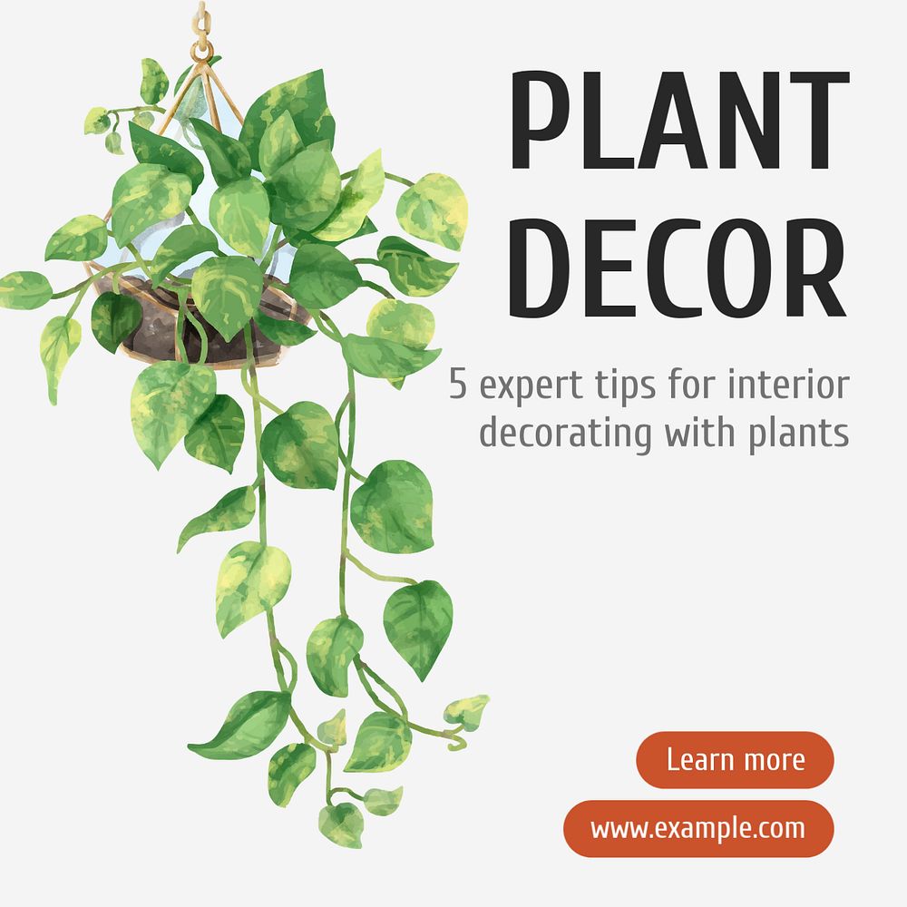 Plant decor Instagram post template, editable text