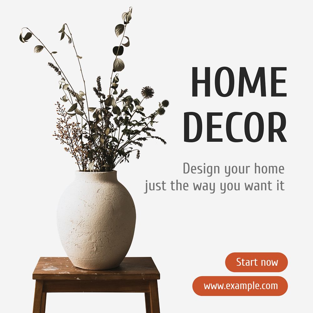 Home decor Instagram post template, editable text