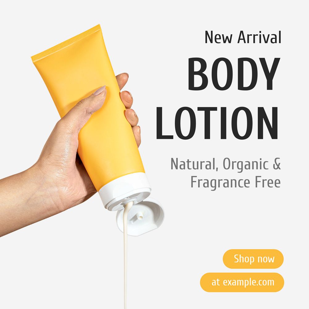 Body lotion Instagram post template, editable text