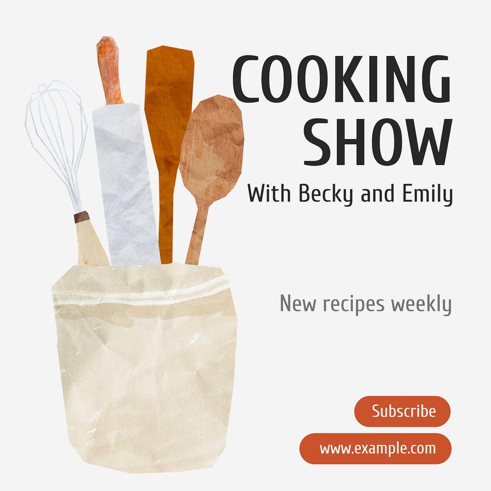 Cooking show Instagram post template, editable text