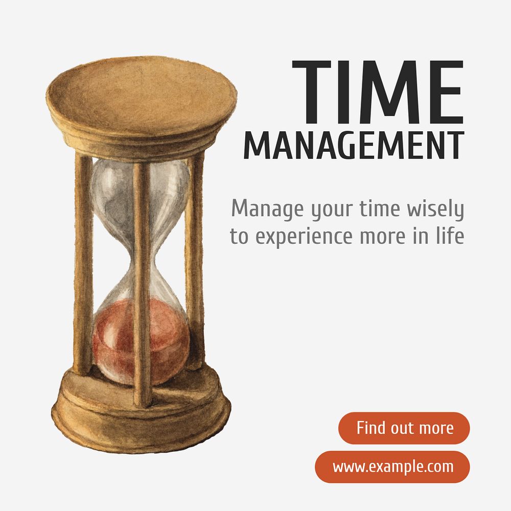 Time management Instagram post template, editable text