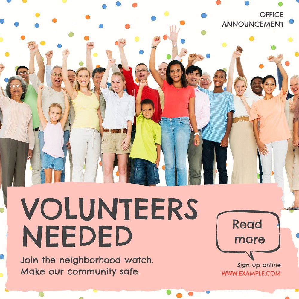 Volunteer needed Instagram post template, editable text