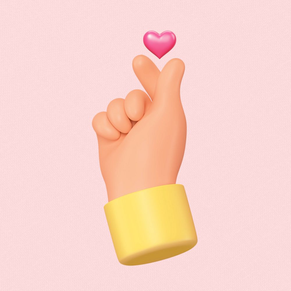 Mini heart hand sign, 3D gesture illustration, editable design