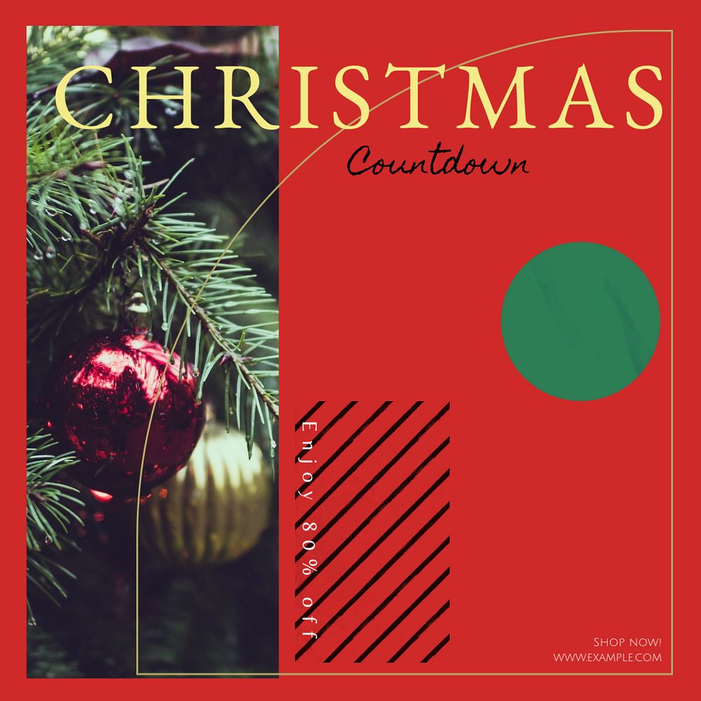 Christmas countdown Instagram post template, editable text