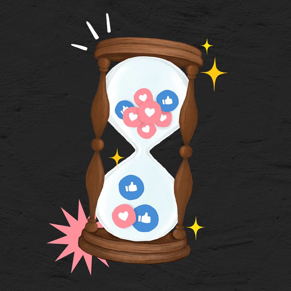 Hourglass, social media likes remix, editable design