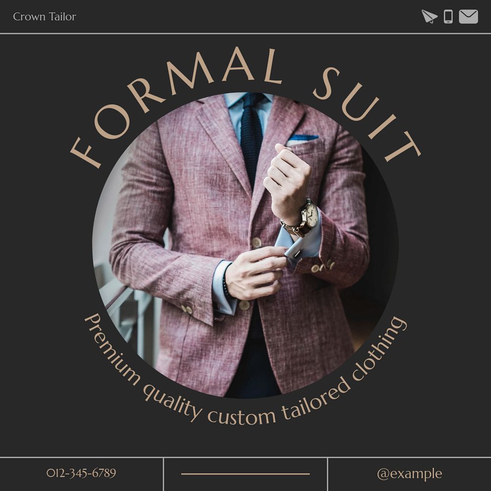 Formal suit Instagram post template, editable text