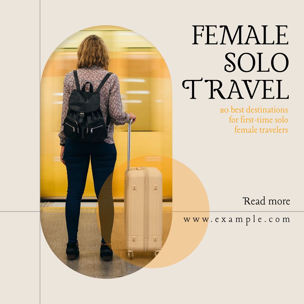 Solo travel Instagram post template, editable text