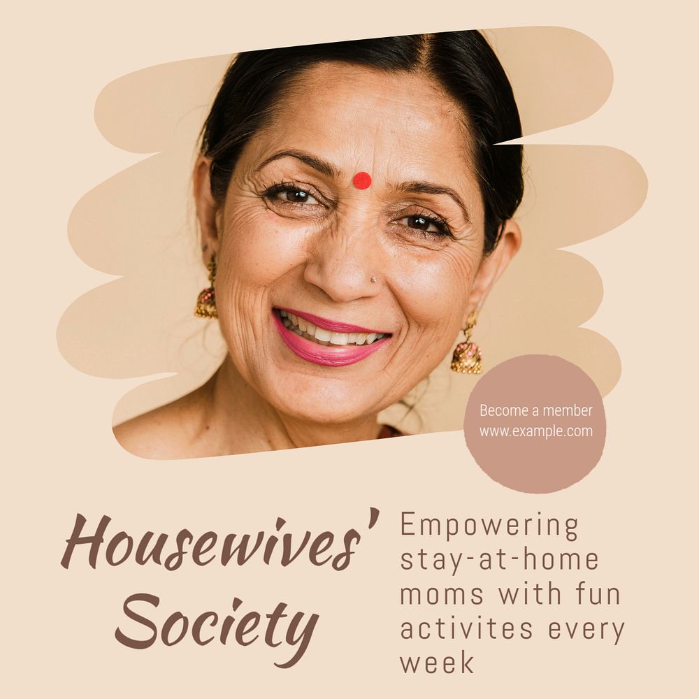 Housewives' society Instagram post template, editable text