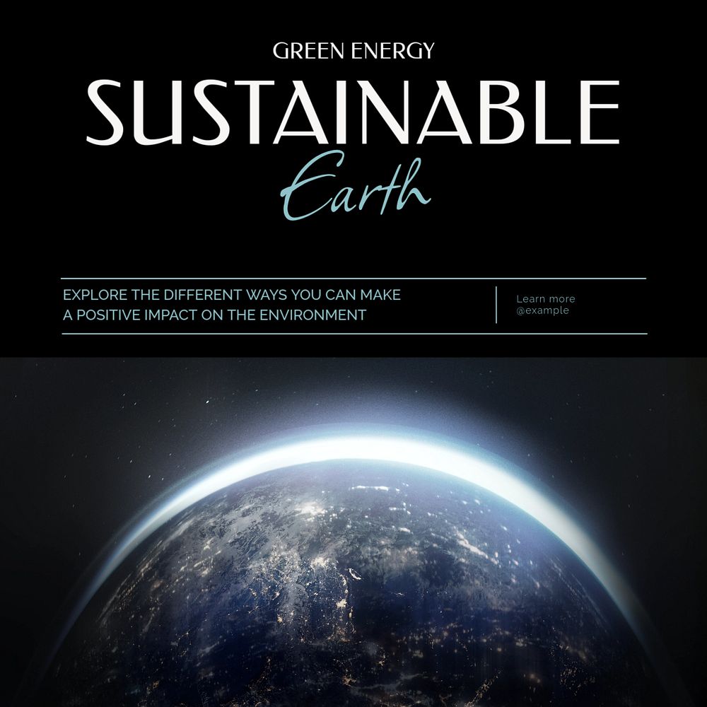 Sustainable earth Instagram post template, editable text